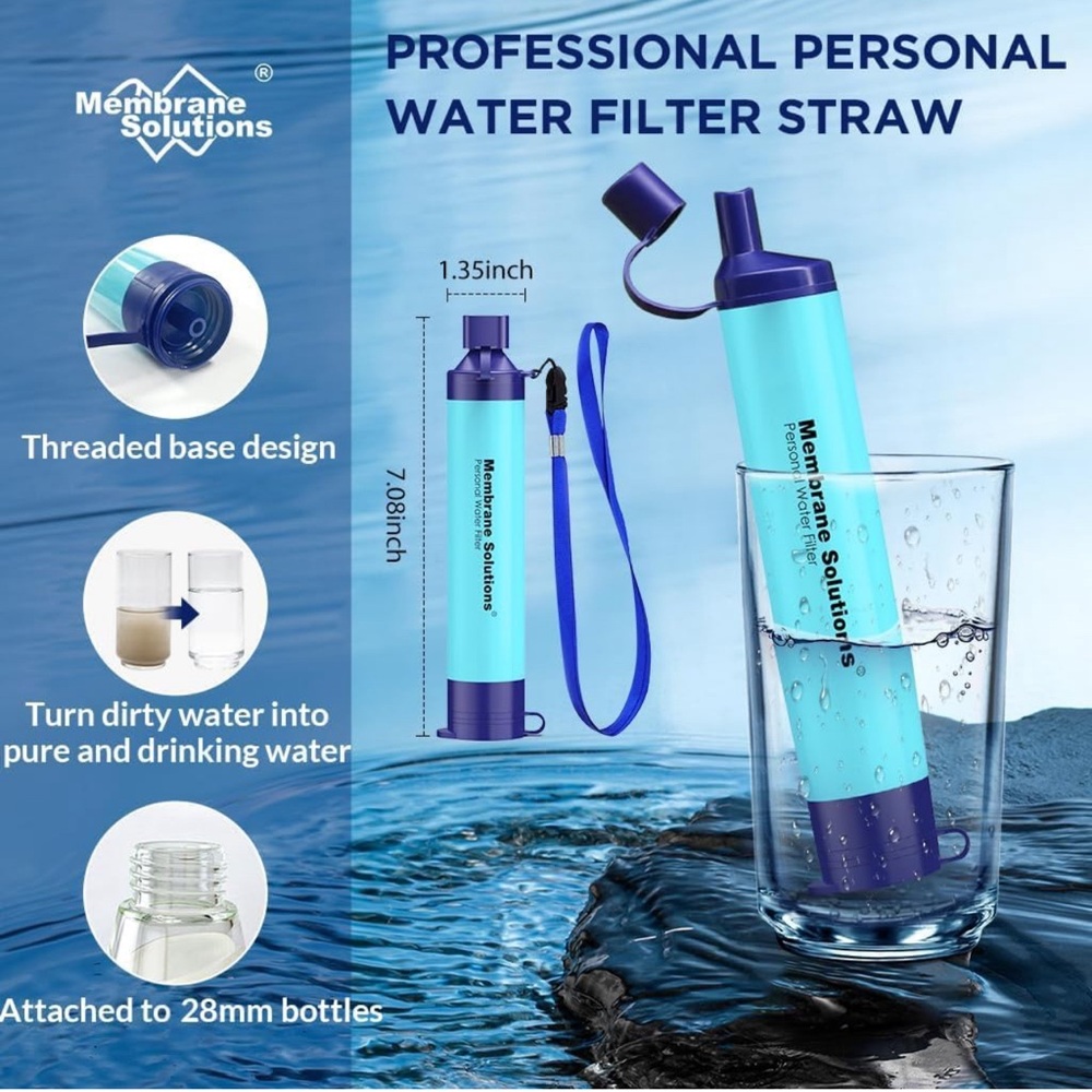 Membrane Solutions Personal Professional Water Filter Safety Straw Purify NEW